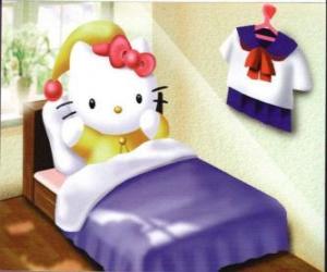 yapboz yatakta Hello Kitty